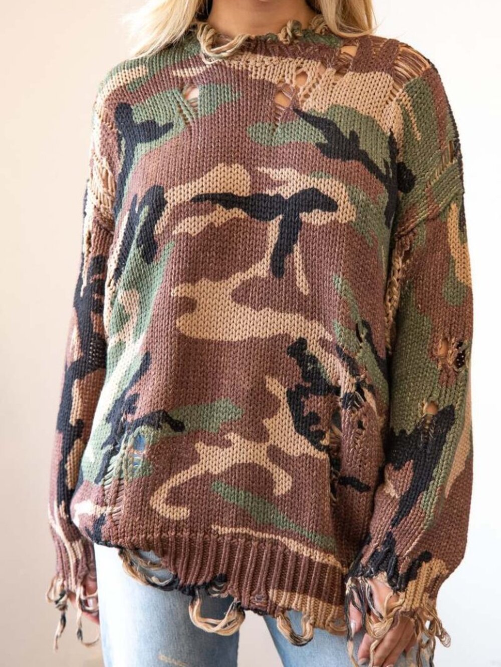 R13 NWOT distressed oversized sweater in army S